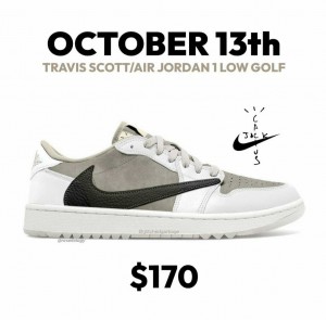 Nike Air Jordan 1 Low Golf X Travis Scott Olive Sneakers