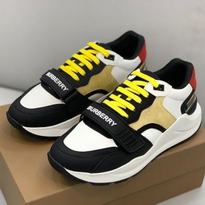 burber ry multicolor suede and fabric velcro low top sneakers