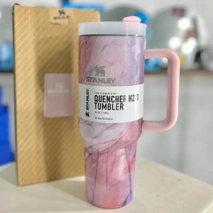 Stanley Quencher Marble Edition Tumbler Pink Grey