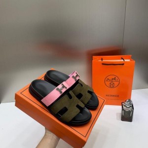 Hermes Chypre Sandal For Womens Pink Brown With OG Carry Bag B4U
