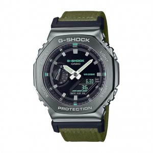 Casio G Shock GM 2100CB Analog Digital Dial Green Cloth Band Men s Watch