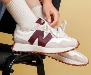 New Balance 327 White Maroon Gum