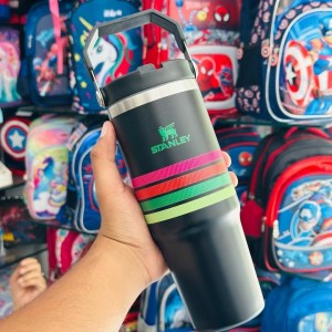Stanley IceFlow Flip Straw Strips Tumbler 30 oz Black Rainbow