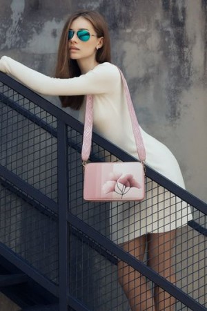 Liora Floral Printed Sling With Textured Belt Pink A106