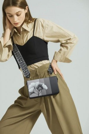 Liora Floral Printed Sling With Textured Belt black A106