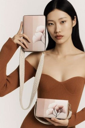 Liora Floral Printed Sling With Textured Belt Cream A106