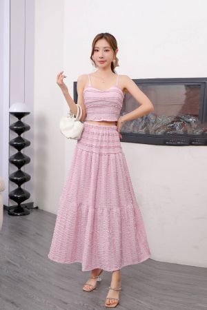 Bur Women Long Skirt & Top No Ribbon Pink SB162-P