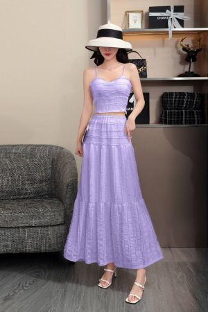 Bur Women Long Skirt & Top No Ribbon Lavender SB162-L