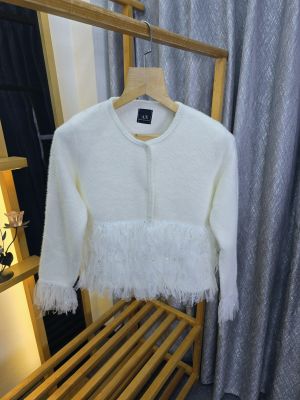 Ax Women Frill Down Sweater White SB178-WH