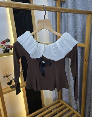 Bur Women Ballon Full Sleeves Top Brown SB182-BR
