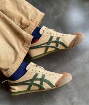 Tiger slip on beige grass green women s fix