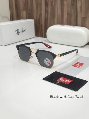 RAYBAN 04 STORE MODEL BLACK WITH GOLD TOUCH POLORIZED MODEL 140