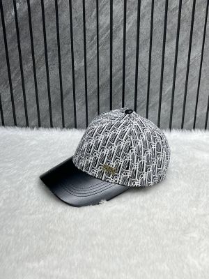 Dior_All_Black_Monogram_Premium_Small_Side_Logo_Leather_Unisex_Cap_With_Safety_Box