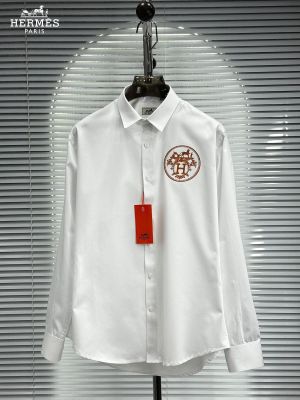 HERMES WHITE PREMIUM EMBROIDERD IMPORTED SHIRT WITH BOX