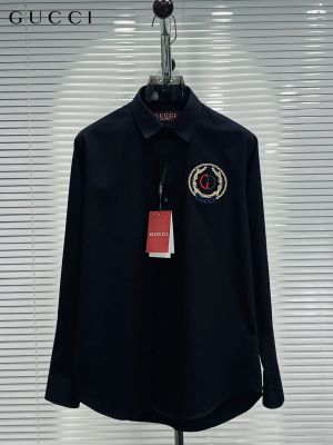 GUCC_I PREMIUM BLACK EMBROIDERY IMPORTED SHIRT WITH BOX