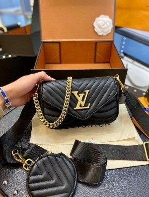 Louis Vuttion LV Multi Pochette Wave With Box & Dust Bag Pouch Sling Belt Sling Chain