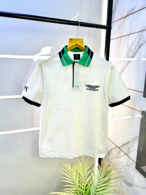Aston Martin Hacket t Polo White Premium Collar Neck T-shirt F2590-WH
