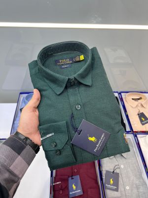 Ralph Laure n Bottle Green Premium Shirt Linen With custom Branded Button Tagging And Brand Packing 2598