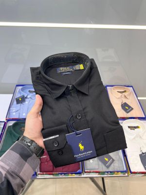 Ralph Laure n Black Green Premium Shirt Linen With custom Branded Button Tagging And Brand Packing 2605