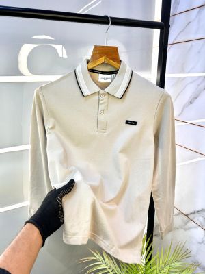 Calvin_Klein Camel Full Sleeves Polo Neck Premium Collar T-shirt CAML-S-F1997