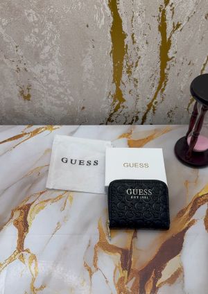 Guess Textured Zippy Wallet With Box And Dust Bag (GXD003_Black)