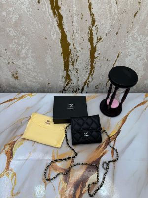 CHANE_L MINI SLING WALLET WITH OG BOX AND DUST BAG PREMIUM QUALITY (BLACK) 3225