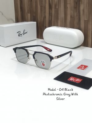 RAYBAN 04 STORE MODEL POLORIZED BLACK WITH PHOTOCHROMIC GREY WITH SILVER TOUCH 141