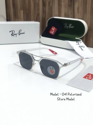 RAYBAN 04 STORE MODEL POLORIZED TRANSPARENT WITH BLACK & SILVER TOUCH 140