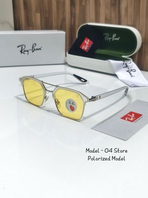 RAYBAN 04 STORE MODEL POLORIZED TRANSPARENT & YELLOW WITH SILVER TOUCH 140