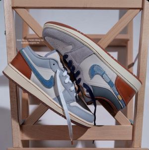  Air Jordan 1 Low SE Phantom Repaired Denim Swoosh