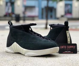 Nik_e jordan 15 PSNY BLACK SUEDELEATHER SHINE Men Shoes