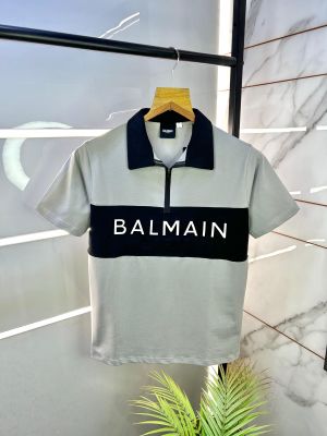 Balmai n Paris Zipper Dark Grey Imported Premium Collar T-shirt DGREY-M-1822