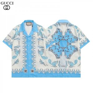 Gucc i White Printed Imported Half Shirt