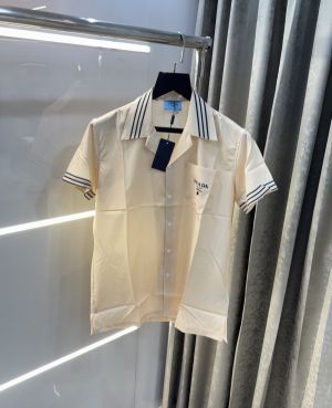 Prad a Milano Cream Logo Print Imported Half Shirt