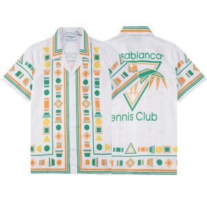 Casablanca White Printed Imported Half Shirt