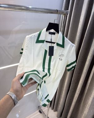 Zar a White Green Printed Imported Half Shirt
