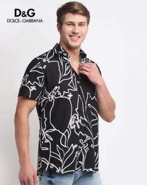 Dolce&Gabbana Black Printed Imported Half Shirt