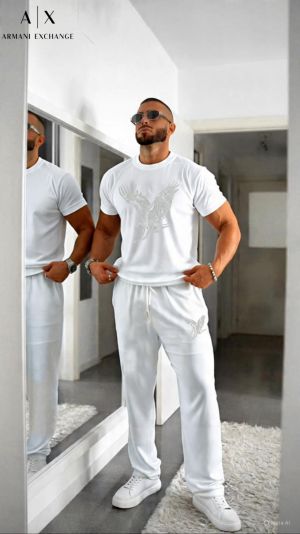 Arman i Exchange White Embroidered Patch Logo Eagle Edition Imported Fabric Tracksuit With Carry Bag 2631 