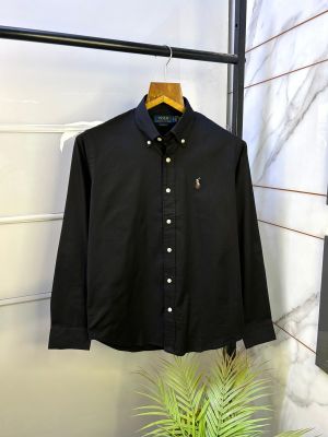Ralph_Lauren Polo Black Oxford Lycra Super Premium Shirt F2610-BL