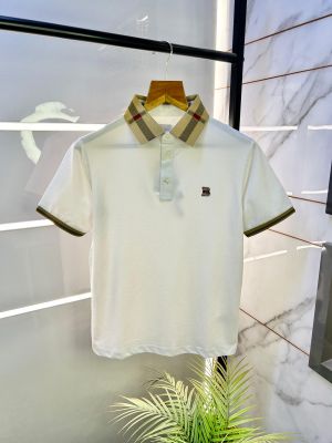 Burberr y Logo White Collar Neck Premium Polo T-shirt F2593-WH