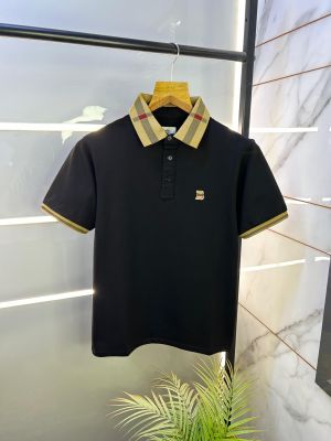 Burberr y Logo Black Collar Neck Premium Polo T-shirt F2593-BL