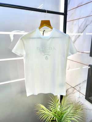 Prad a White Imported Embossed Print Premium Round Neck T-shirt F2720-WH
