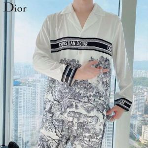 Christian Dio r  White Premium Imported Japanese Fabric Printed Tracksuit with Brand Box and Carry Bag 2639