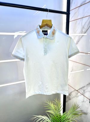Versace White Imported Collar Neck Premium Polo T-shirt F2635-W1