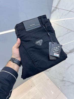 Prad a Jet Black premium imported boot cut denim with back pocket Metal logo 2666