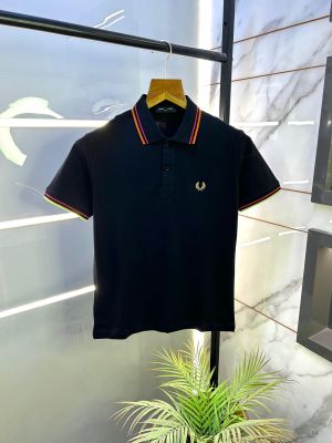 Fred Perry Black Polo Premium Collar Neck T-shirt F2650-BL