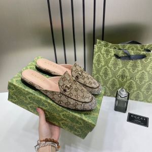 Gucci_PrinceTown_Horsebit_Khakhi_Sparkle_Loafers_Mule_For_Women_Wid_OG_Box_&_Carry_Bag