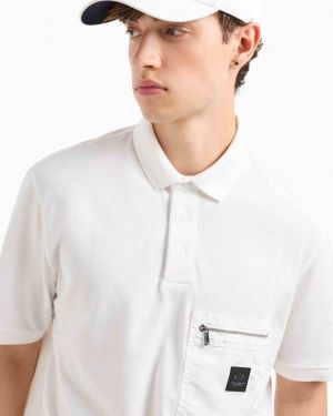 Arman i Exchange Premium Cotton Lycra Pique Fabric Polo White 1696