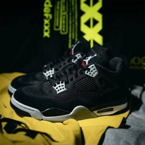 Nik_e Air Jordan Retro 4 BLACK CANVAS (SEMI UA) Men Shoes