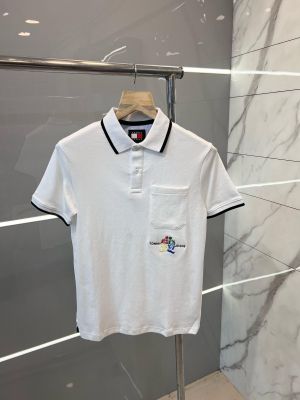 Tommy Hilfige r Premium Polo With Embroidery Design Imported Pocket Style White 2056